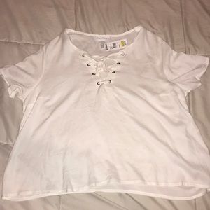White lace up shirt